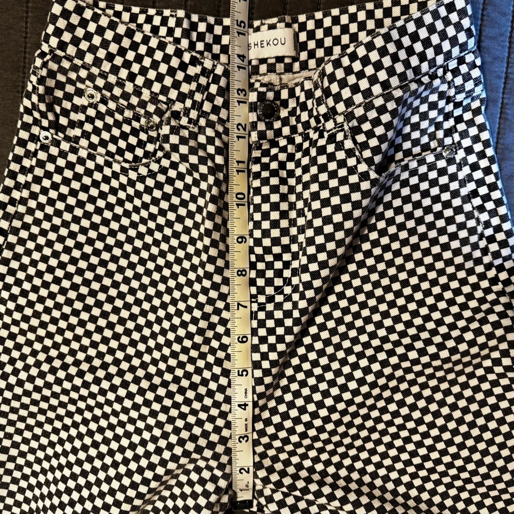 Shekou black and white checkered denim junior’s size XS - Picture 6 of 8